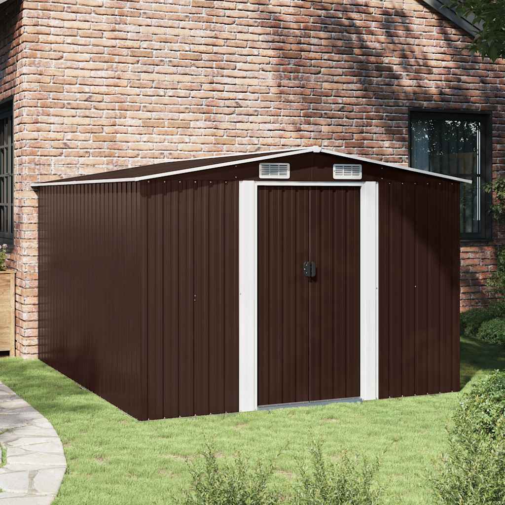 Garden Shed Metal Brown 178 cm 298 cm