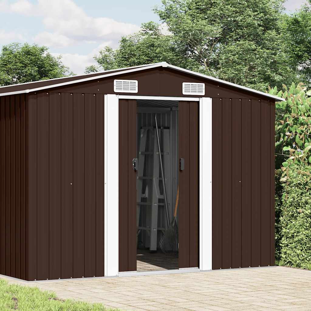 Garden Shed Metal Brown 181 cm 392 cm
