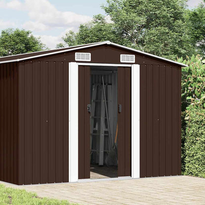 Garden Shed Metal Brown 181 cm 392 cm