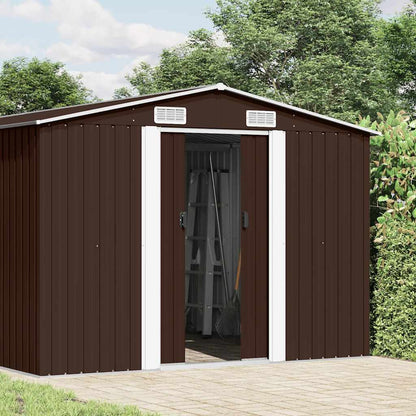 Garden Shed Metal Brown 181 cm 489 cm