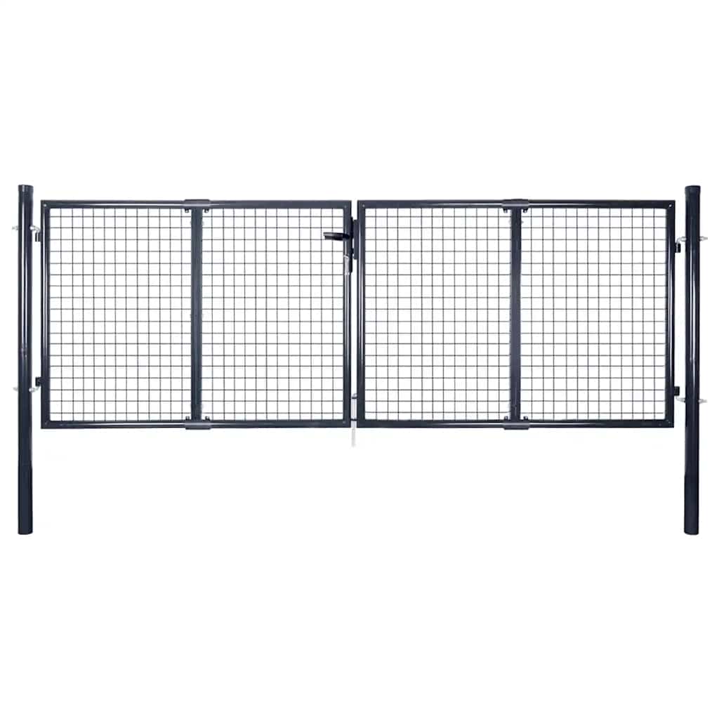 vidaXL Mesh Garden Gate Galvanised Steel 300x75 cm Grey 1
