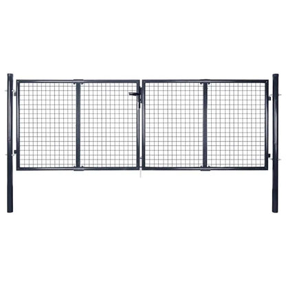 vidaXL Mesh Garden Gate Galvanised Steel 300x75 cm Grey 1