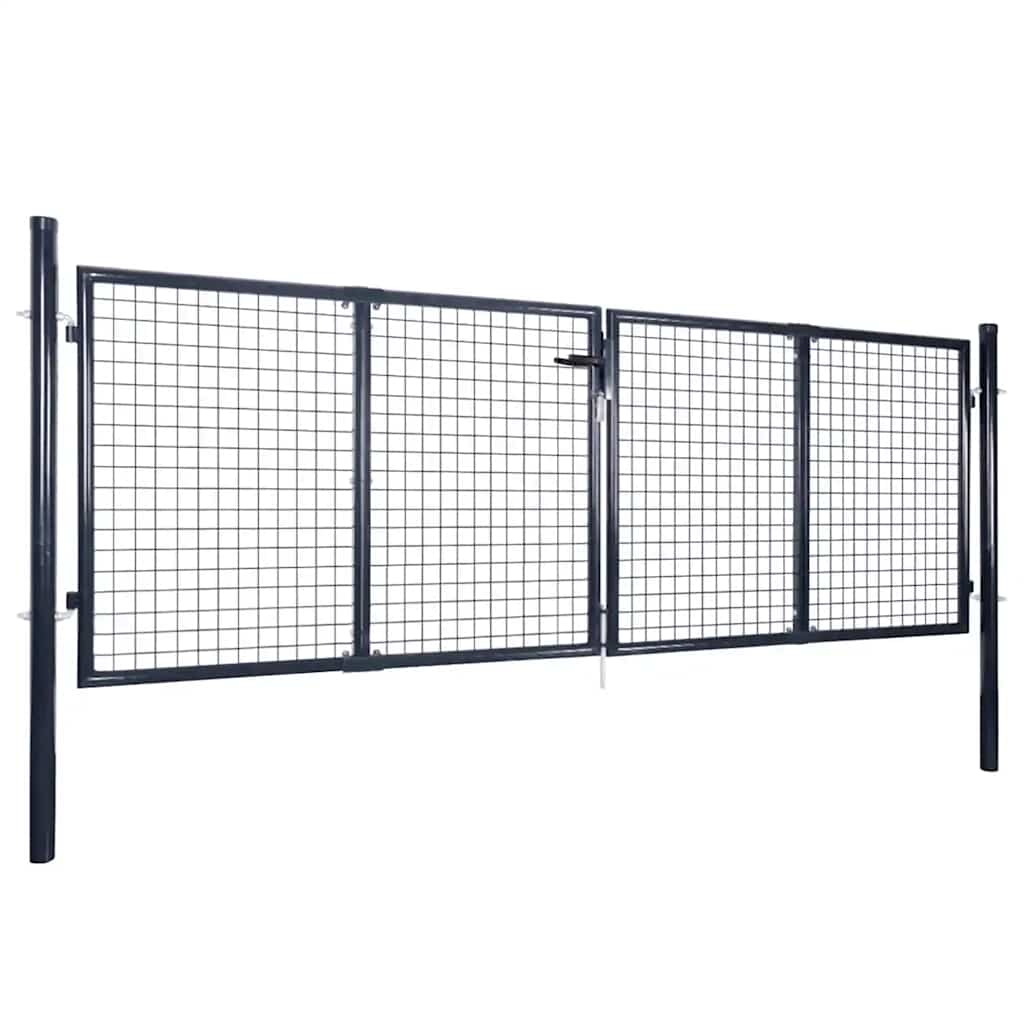 vidaXL Mesh Garden Gate Galvanised Steel 300x75 cm Grey 2