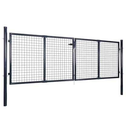 vidaXL Mesh Garden Gate Galvanised Steel 300x75 cm Grey 2