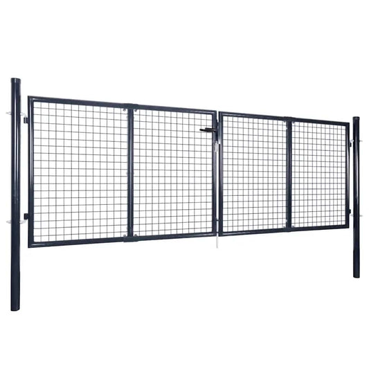 vidaXL Mesh Garden Gate Galvanised Steel 300x75 cm Grey 2
