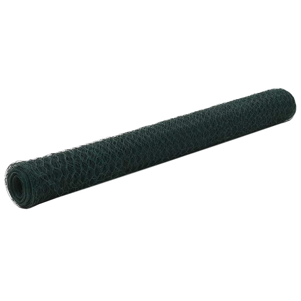 Chicken Wire Fence Steel with PVC Coating 25x1,2 m Green 1.2 m