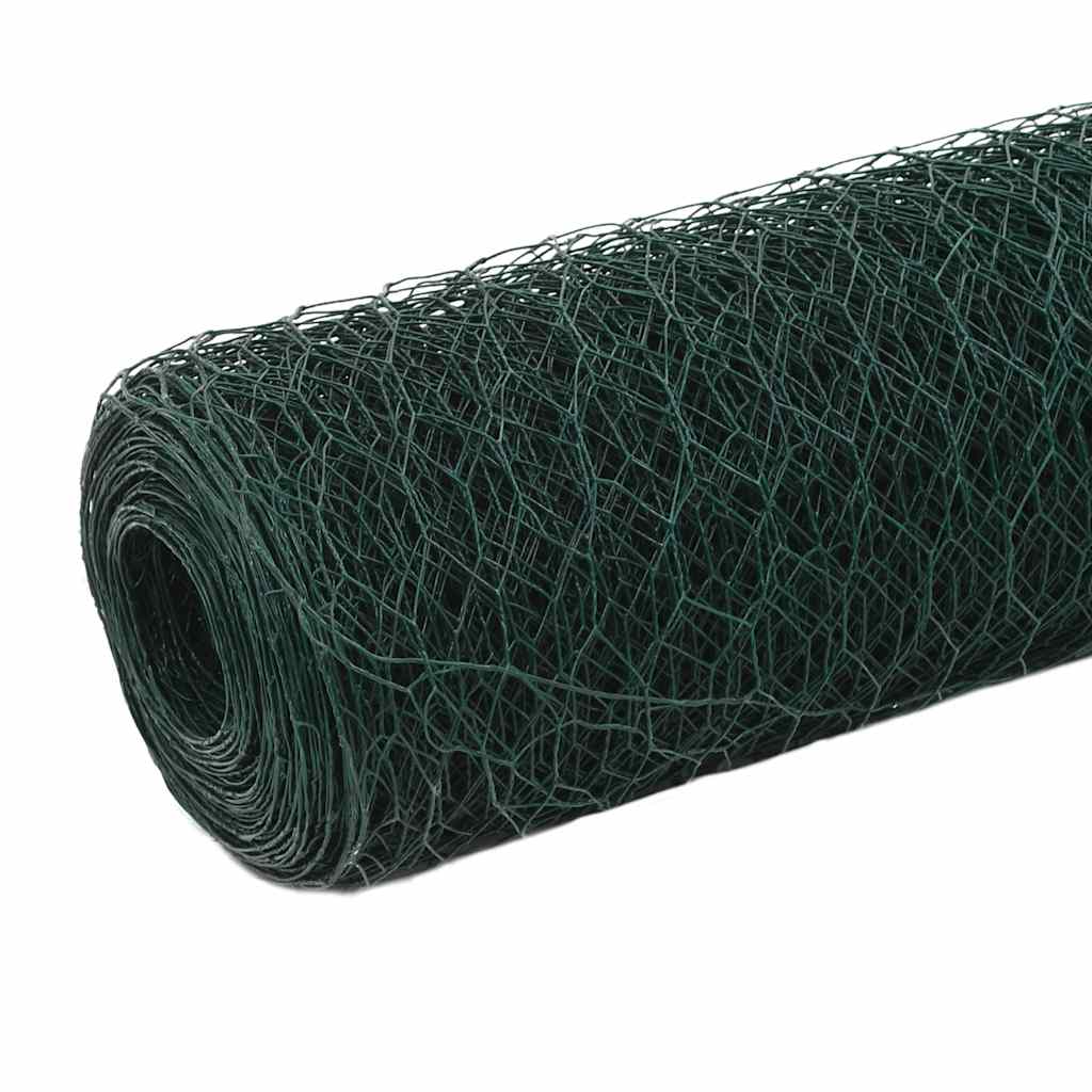 Chicken Wire Fence Steel with PVC Coating 25x1,2 m Green 1.5 m