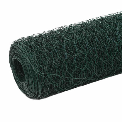 Chicken Wire Fence Steel with PVC Coating 25x1,2 m Green 1.5 m