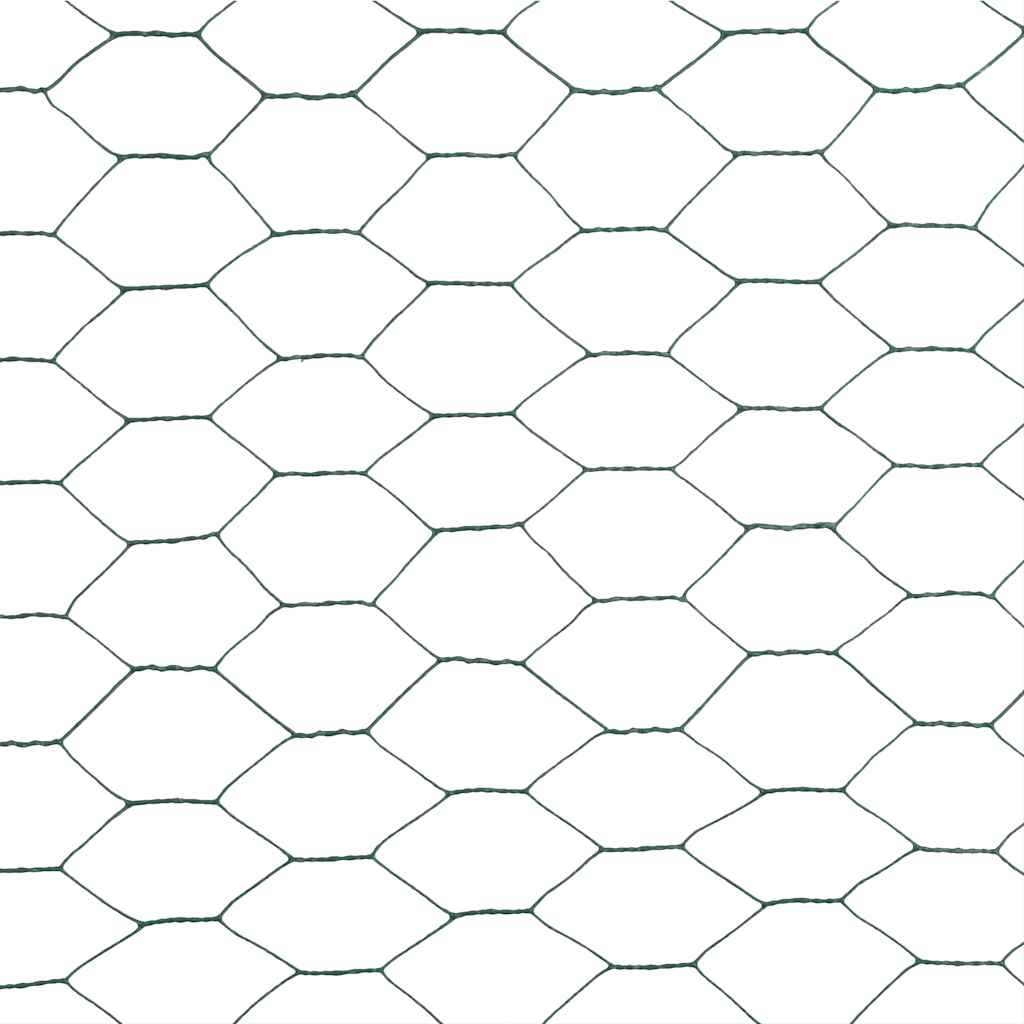 Chicken Wire Fence Steel with PVC Coating 25x1,2 m Green 1.5 m