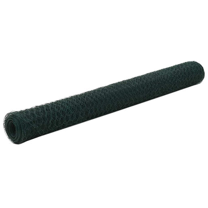 Chicken Wire Fence Steel with PVC Coating 25x1,2 m Green 1.2 m