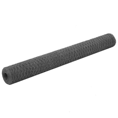 Chicken Wire Fence Steel with PVC Coating 25x1,2 m Grey 1.2 m