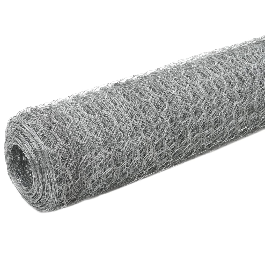 Chicken Wire Fence Steel with PVC Coating 25x1,2 m Silver 1.2 m