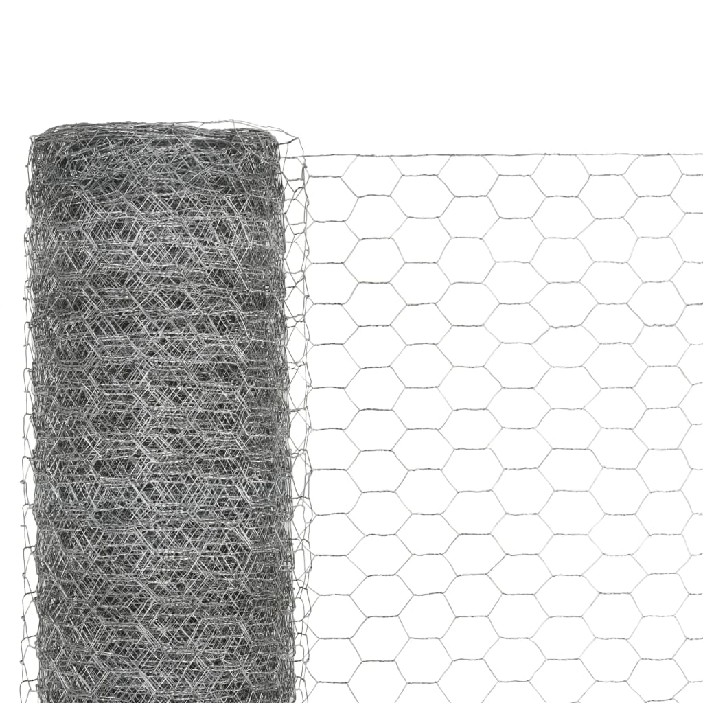 Chicken Wire Fence Steel with PVC Coating 25x1,2 m Silver 1.2 m