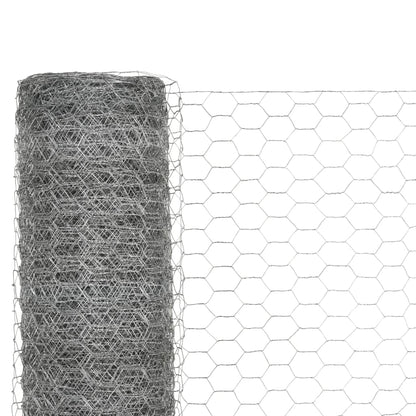Chicken Wire Fence Steel with PVC Coating 25x1,2 m Silver 1.2 m