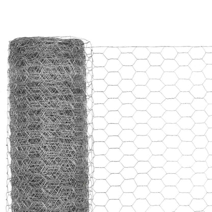 Chicken Wire Fence Steel with PVC Coating 25x1,2 m Silver 1.5 m