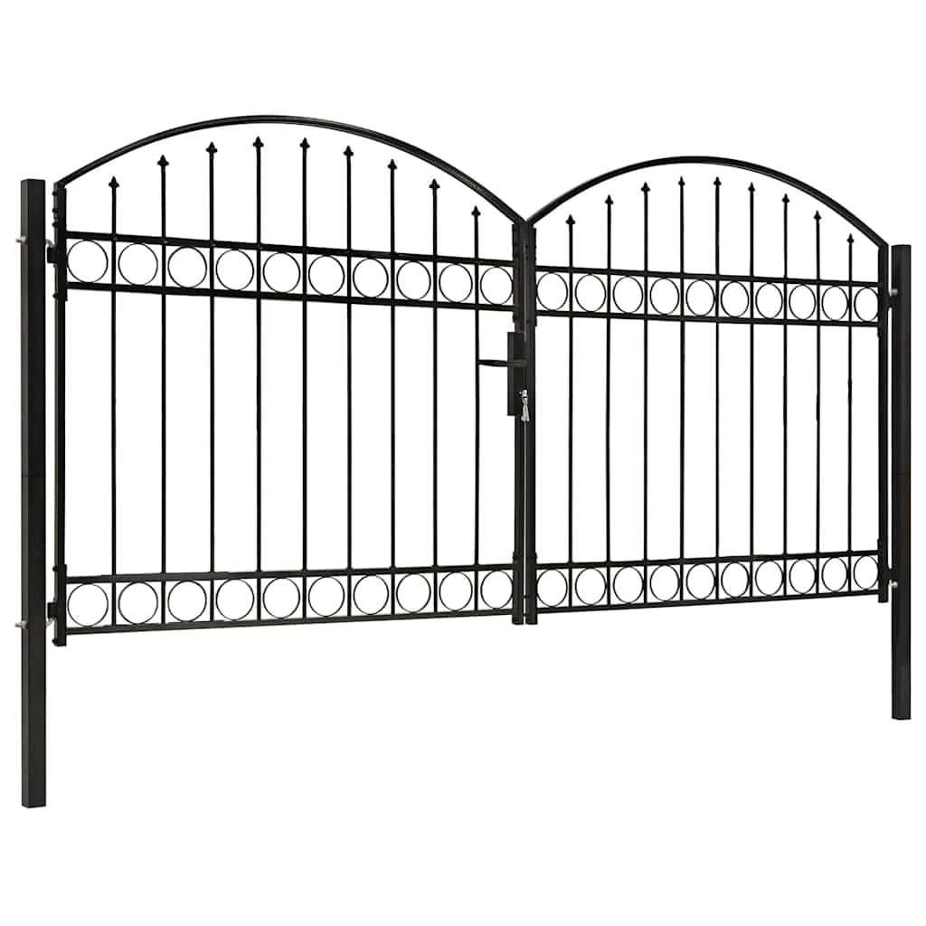 vidaXL Fence Gate "ASSEN" Double Door with Arched Top Steel 300x125 cm 1