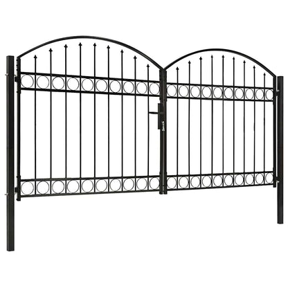 vidaXL Fence Gate "ASSEN" Double Door with Arched Top Steel 300x125 cm 1