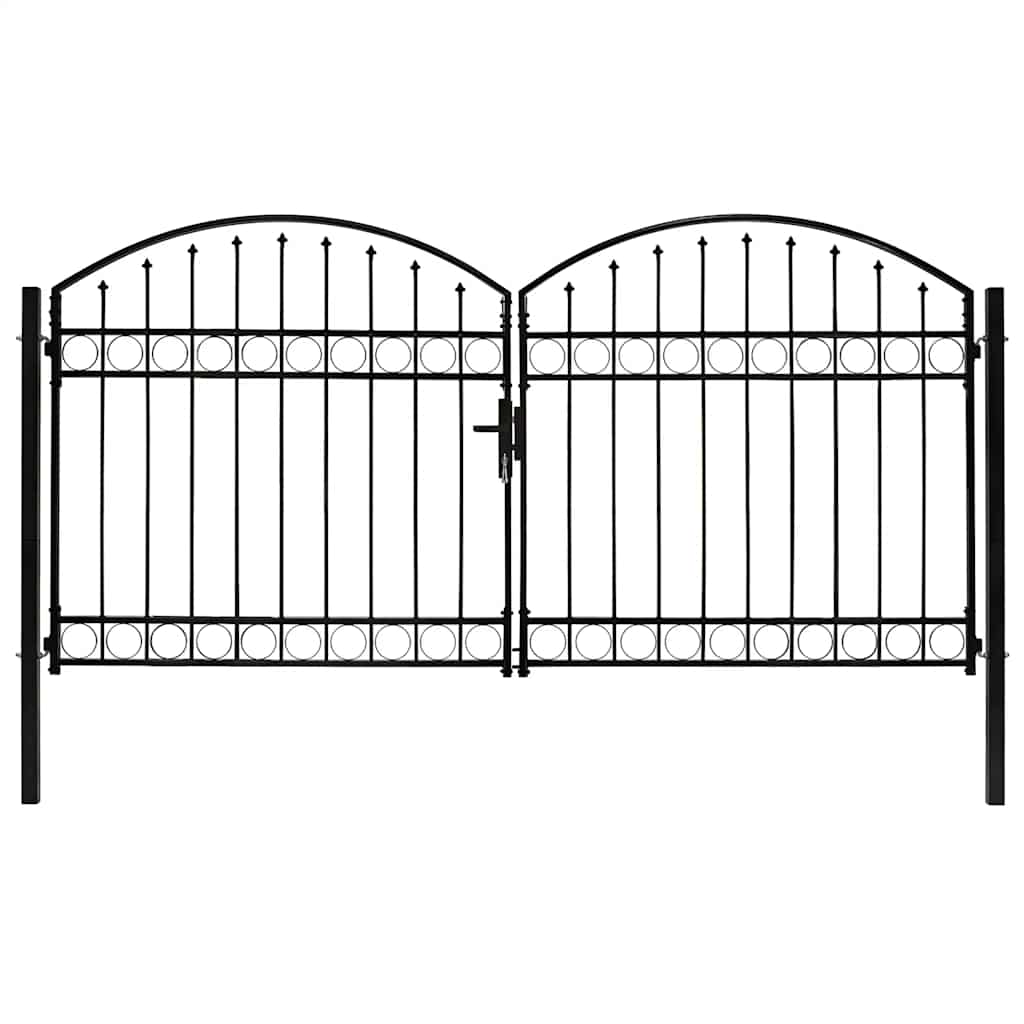 vidaXL Fence Gate "ASSEN" Double Door with Arched Top Steel 300x125 cm 2