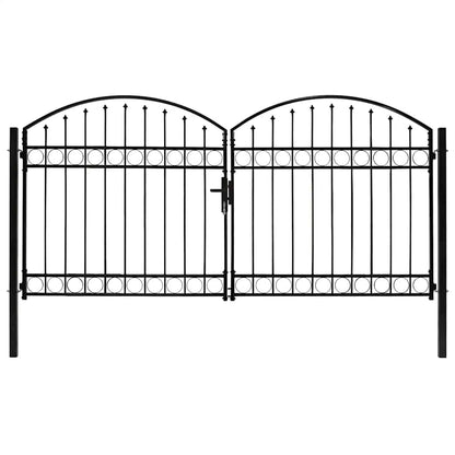vidaXL Fence Gate "ASSEN" Double Door with Arched Top Steel 300x125 cm 2