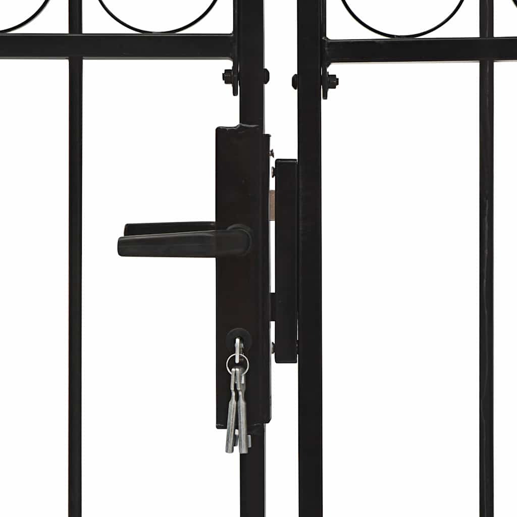 vidaXL Fence Gate "ASSEN" Double Door with Arched Top Steel 300x125 cm 4