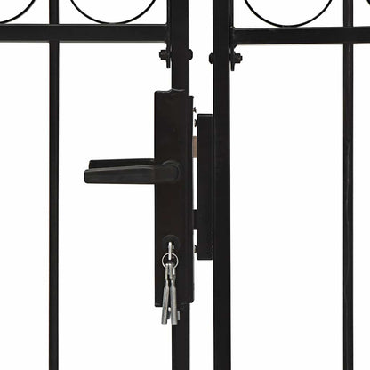 vidaXL Fence Gate "ASSEN" Double Door with Arched Top Steel 300x125 cm 4