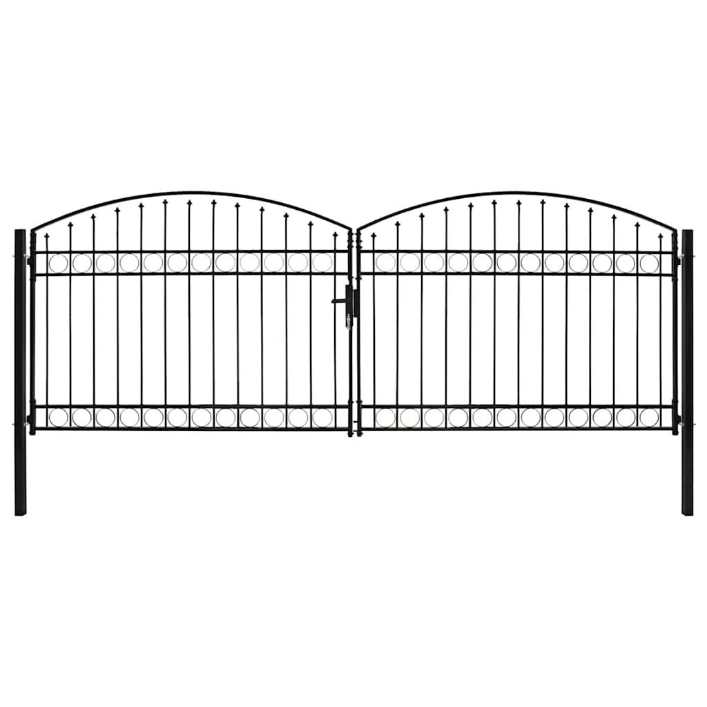 vidaXL Fence Gate "ASSEN" Double Door with Arched Top Steel 400x150 cm 1