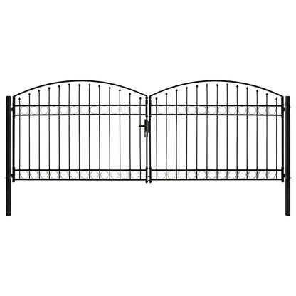 vidaXL Fence Gate "ASSEN" Double Door with Arched Top Steel 400x150 cm 1