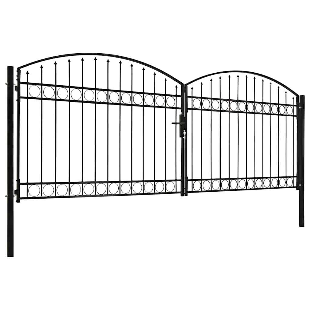 vidaXL Fence Gate "ASSEN" Double Door with Arched Top Steel 400x150 cm 2