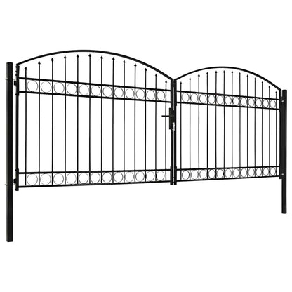 vidaXL Fence Gate "ASSEN" Double Door with Arched Top Steel 400x150 cm 2