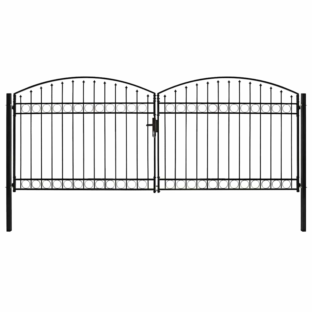 vidaXL Fence Gate "ASSEN" Double Door with Arched Top Steel 400x175 cm 1