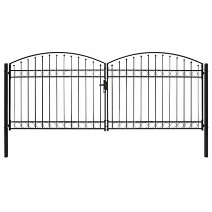 vidaXL Fence Gate "ASSEN" Double Door with Arched Top Steel 400x175 cm 1