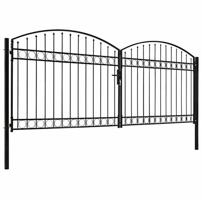 vidaXL Fence Gate "ASSEN" Double Door with Arched Top Steel 400x175 cm 2