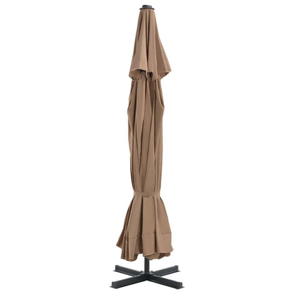 vidaXL Outdoor Parasol with Aluminium Pole 500 cm Taupe 4