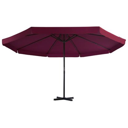 vidaXL Outdoor Parasol with Aluminium Pole 500 cm Bordeaux Red 2