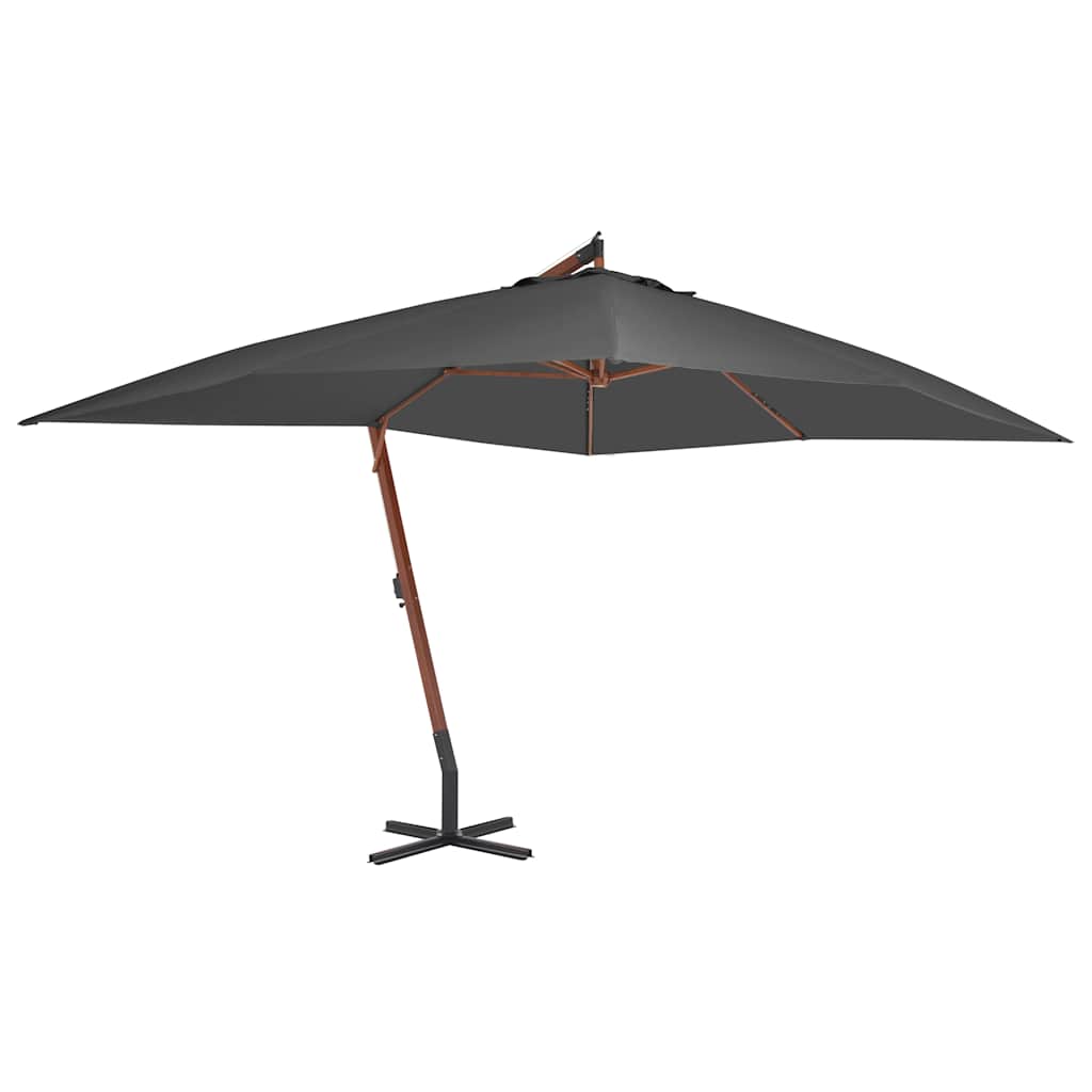 Hanging Parasol with Wooden Pole 400x300 cm Anthracite