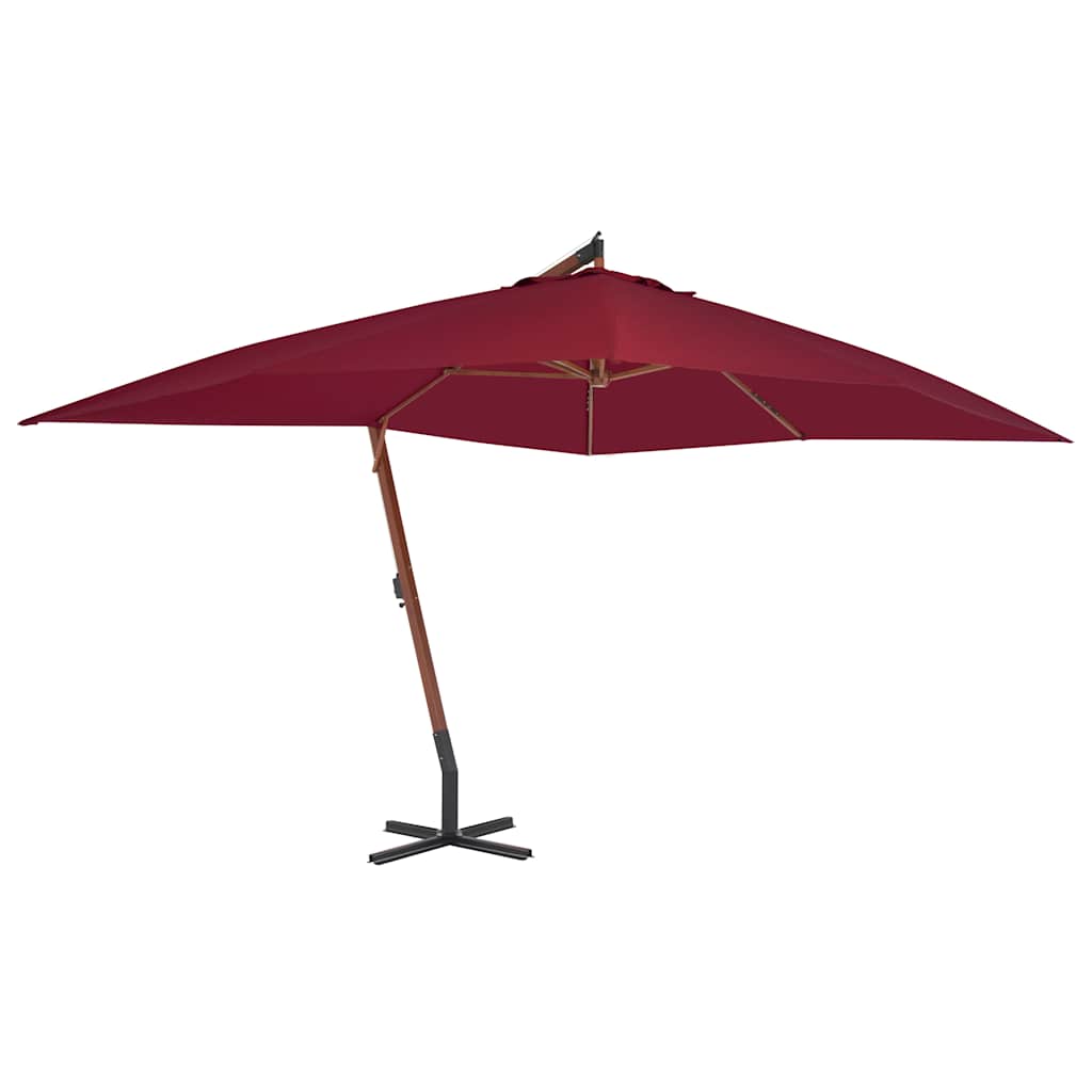 Hanging Parasol with Wooden Pole 400x300 cm Red