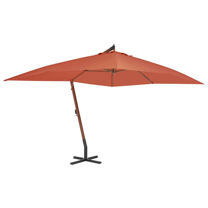 Hanging Parasol with Wooden Pole 400x300 cm Terracotta