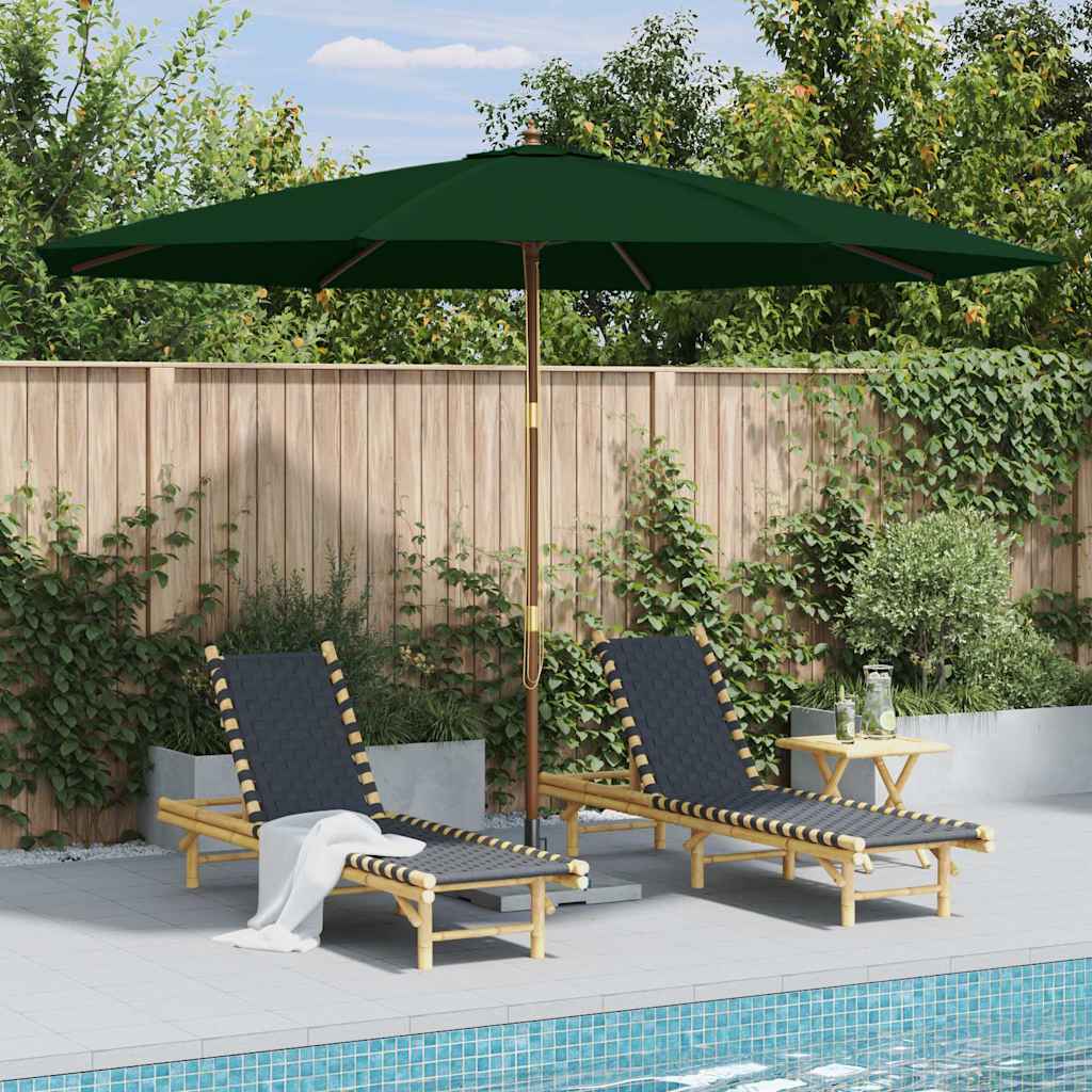 Outdoor Parasol with Wooden Pole 350 cm Green