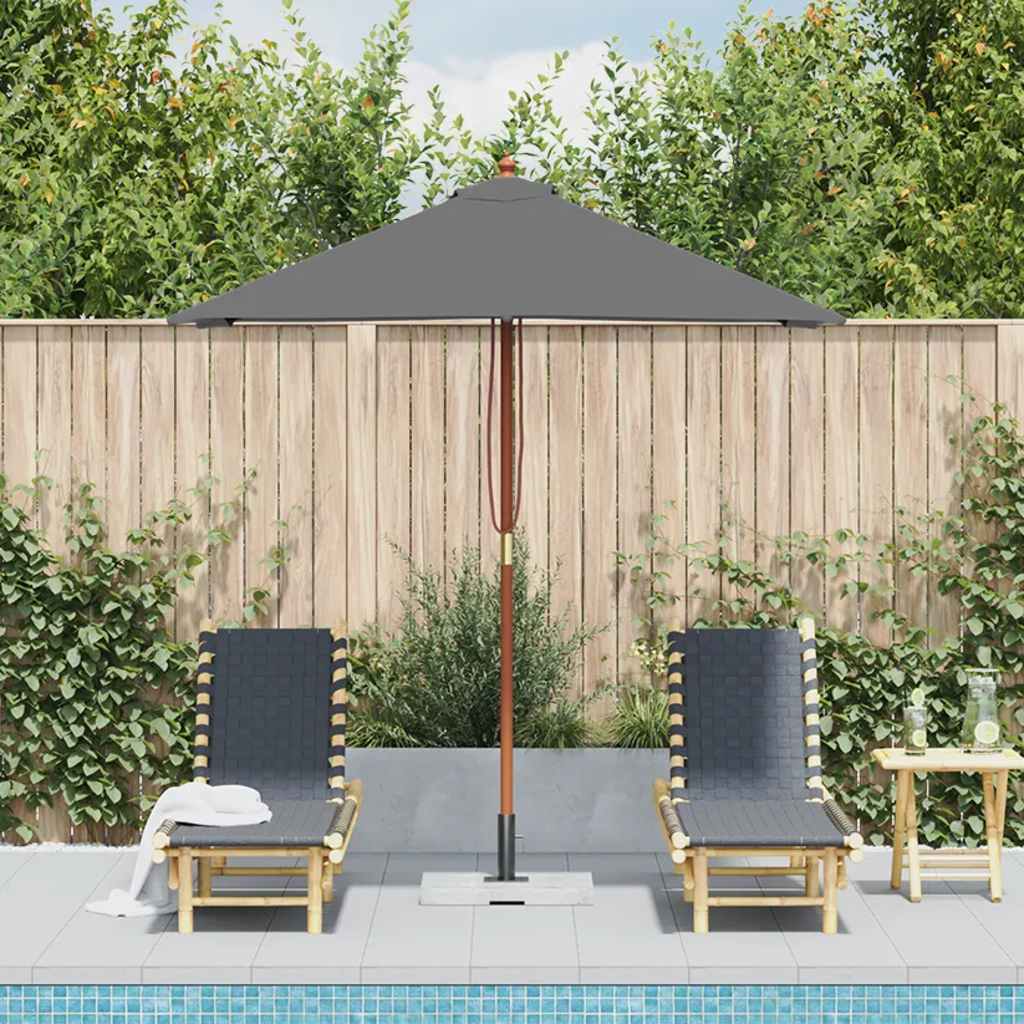 Outdoor Parasol with Wooden Pole 150x200 cm Anthracite