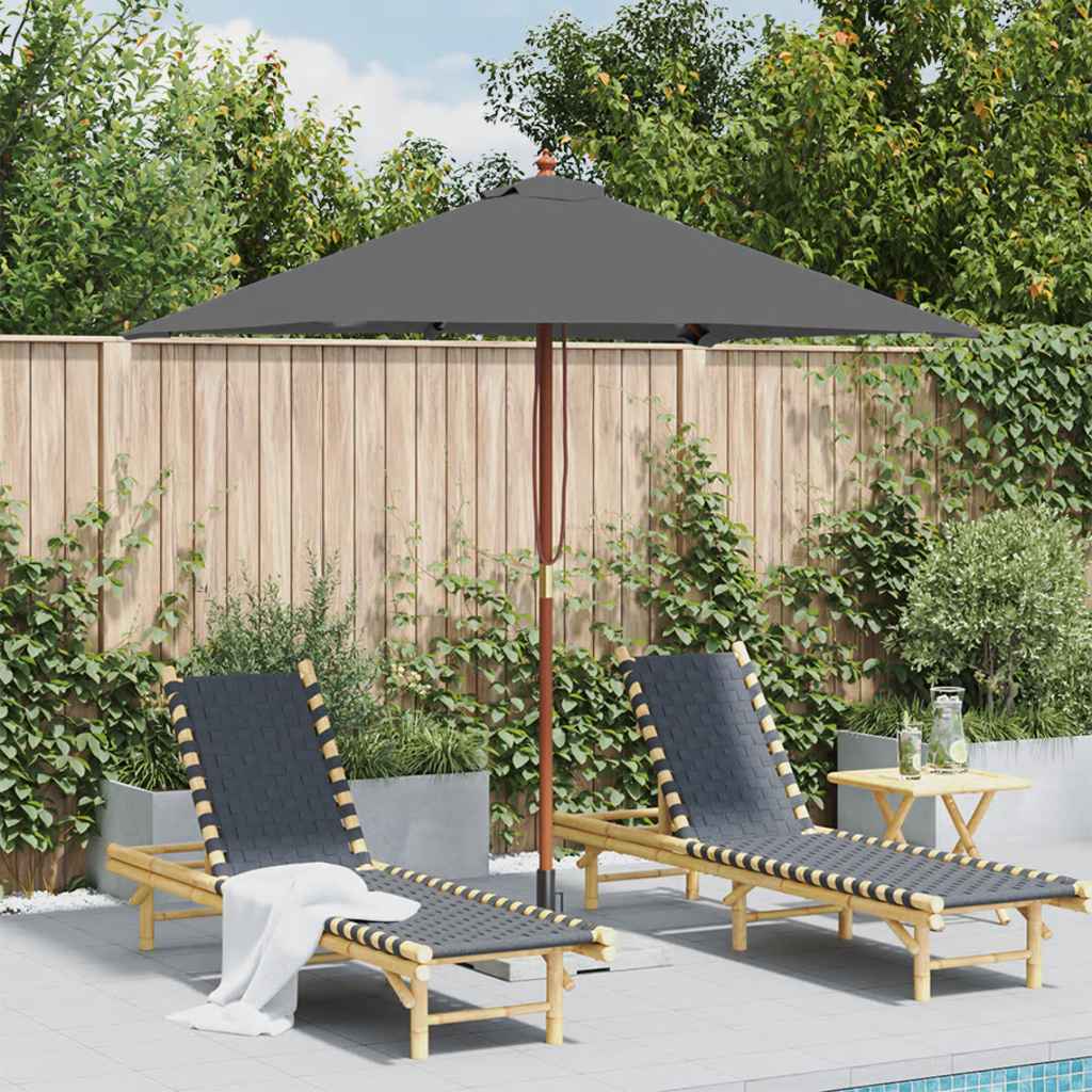 Outdoor Parasol with Wooden Pole 150x200 cm Anthracite