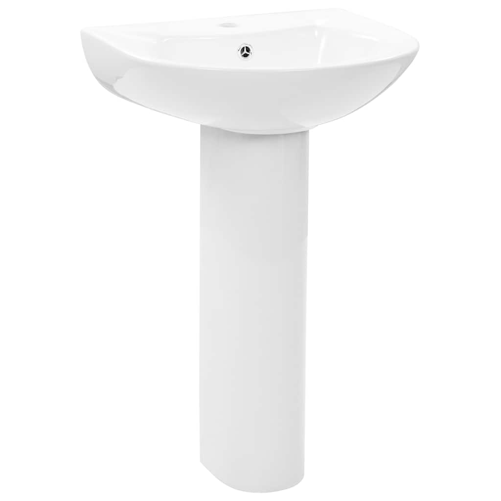 vidaXL Freestanding Basin with Pedestal Ceramic White 520x440x190 mm 2