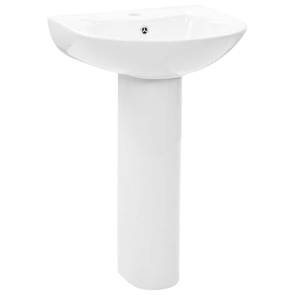 vidaXL Freestanding Basin with Pedestal Ceramic White 520x440x190 mm 2