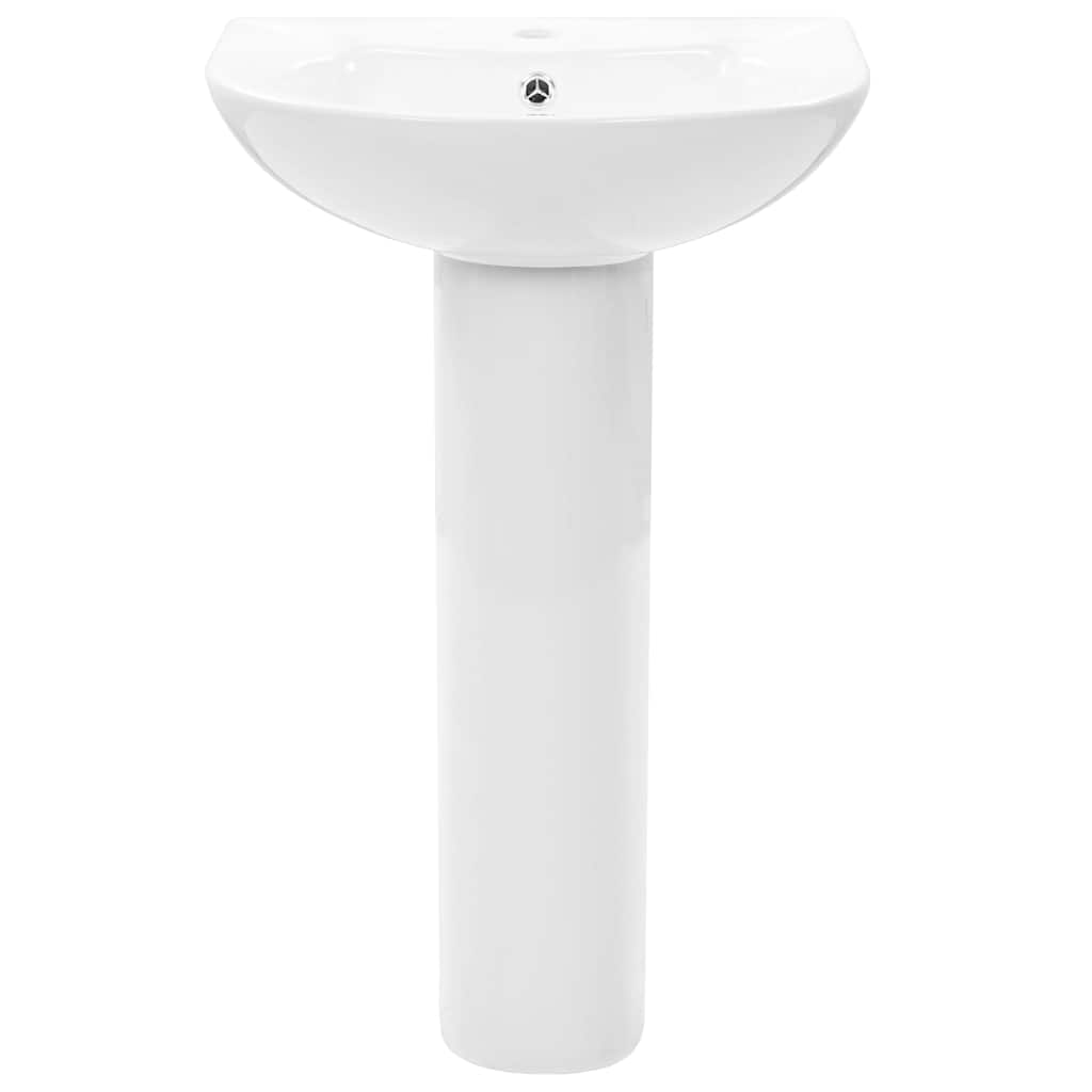 vidaXL Freestanding Basin with Pedestal Ceramic White 520x440x190 mm 3