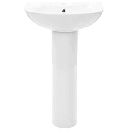 vidaXL Freestanding Basin with Pedestal Ceramic White 520x440x190 mm 3