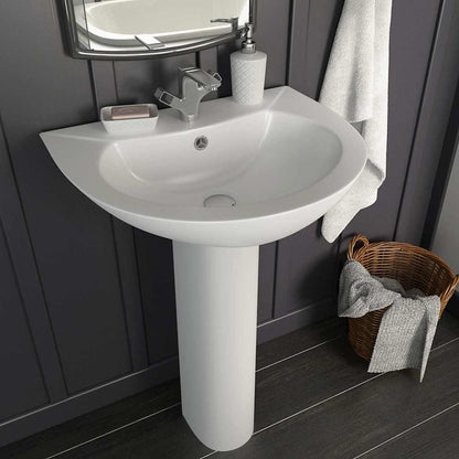 vidaXL Freestanding Basin with Pedestal Ceramic White 520x440x190 mm 1