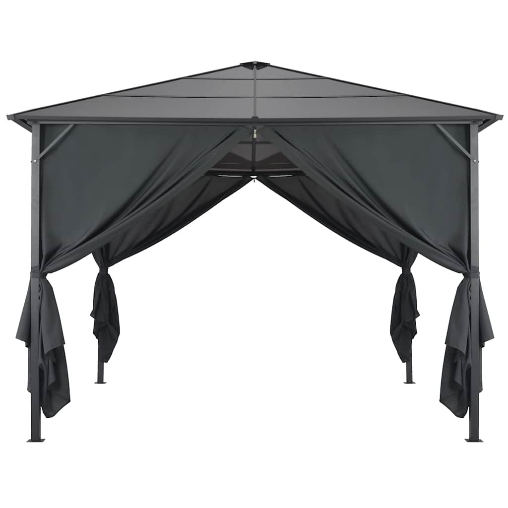 vidaXL Gazebo with Curtain Aluminium 3x3 m Black 2