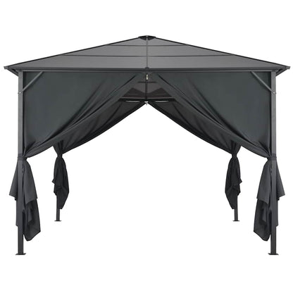 vidaXL Gazebo with Curtain Aluminium 3x3 m Black 2