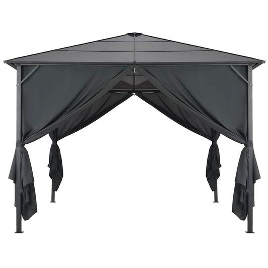 vidaXL Gazebo with Curtain Aluminium 3x3 m Black 2