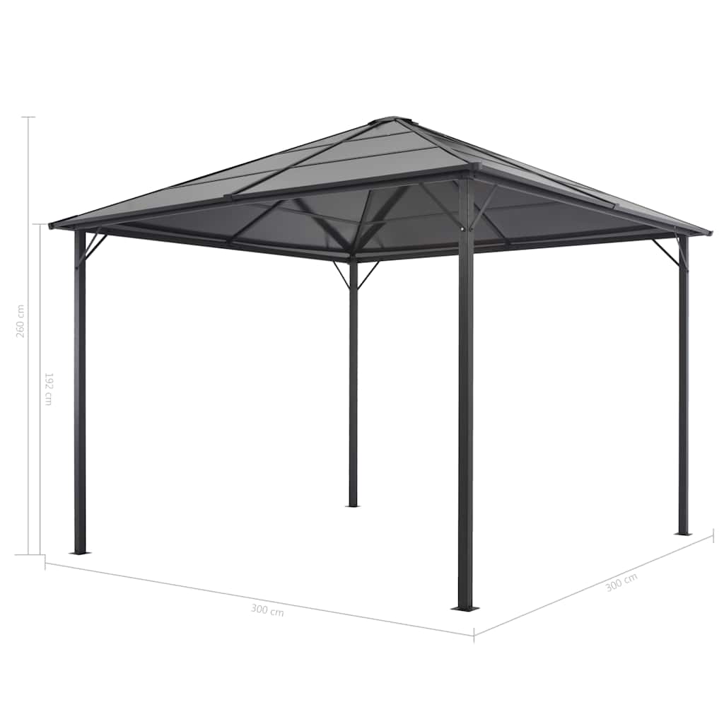 44641 vidaXL Gazebo with Roof Aluminium 3x3 m Anthracite 5