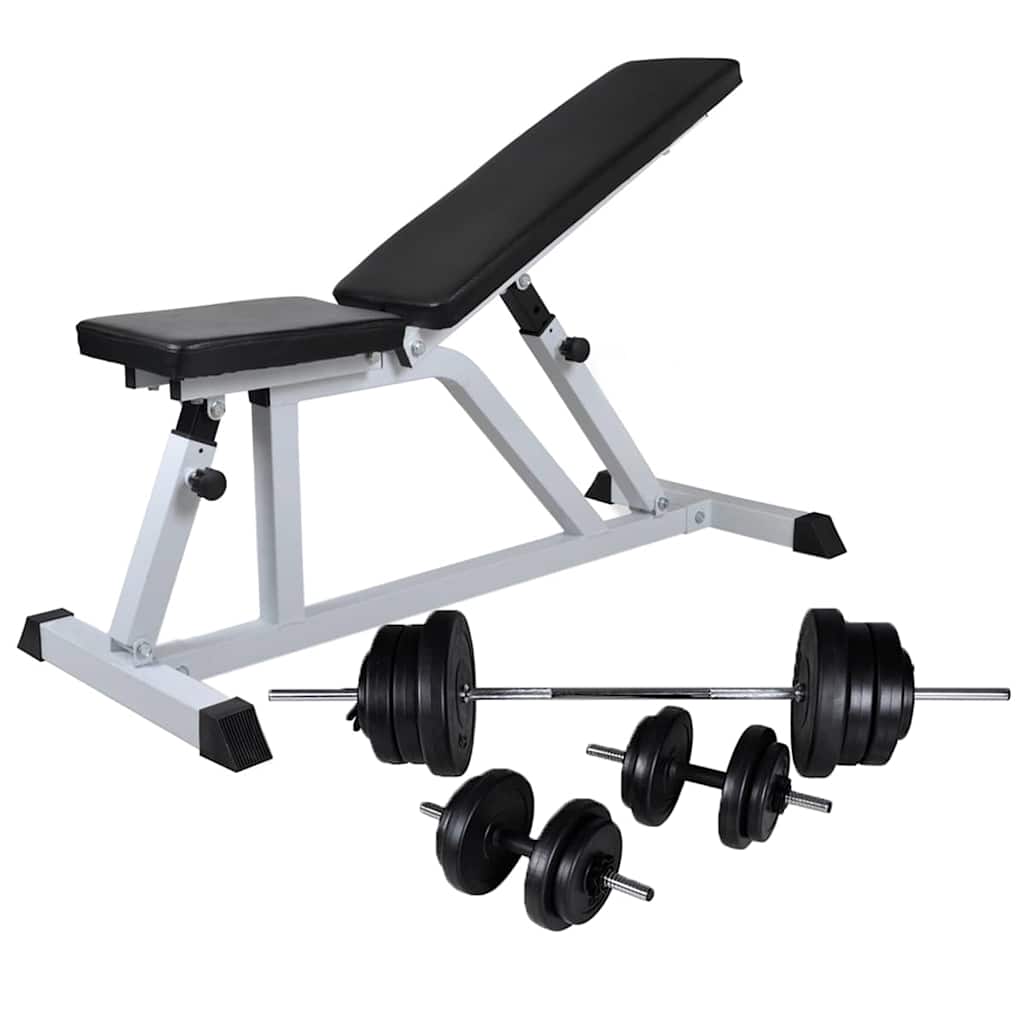 vidaXL Workout Bench with Barbell and Dumbbell Set 60,5 kg 1